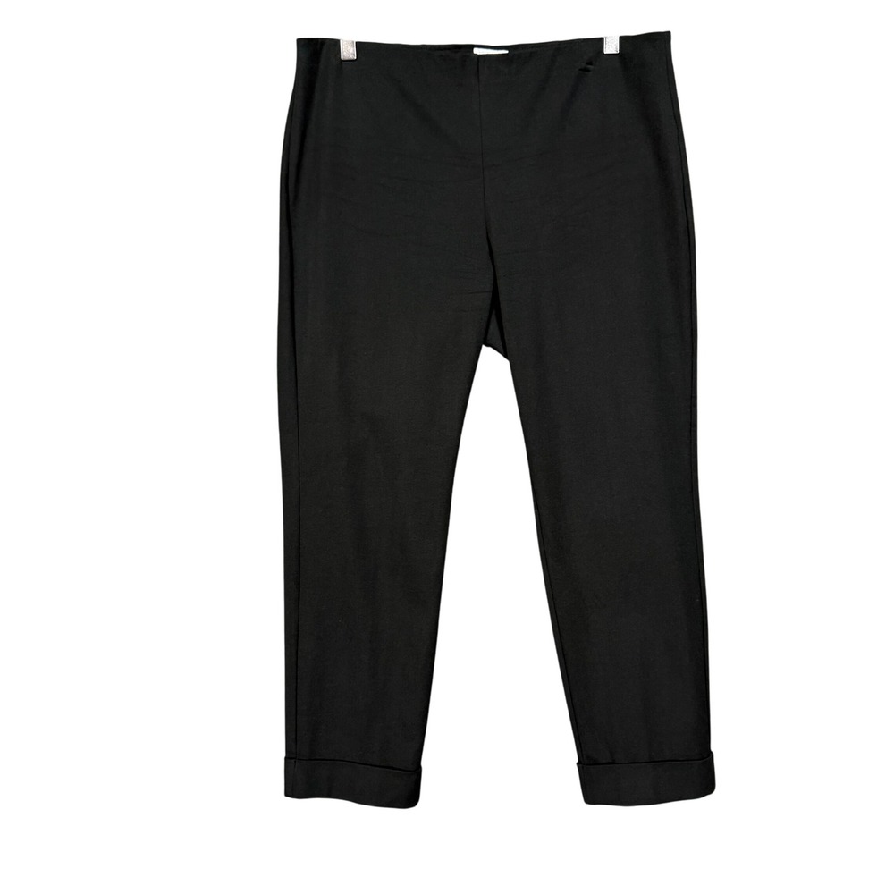 J Jill Pants Womens 12P Petite Black Premium Stretch Cropped Leg Rolled Cuff